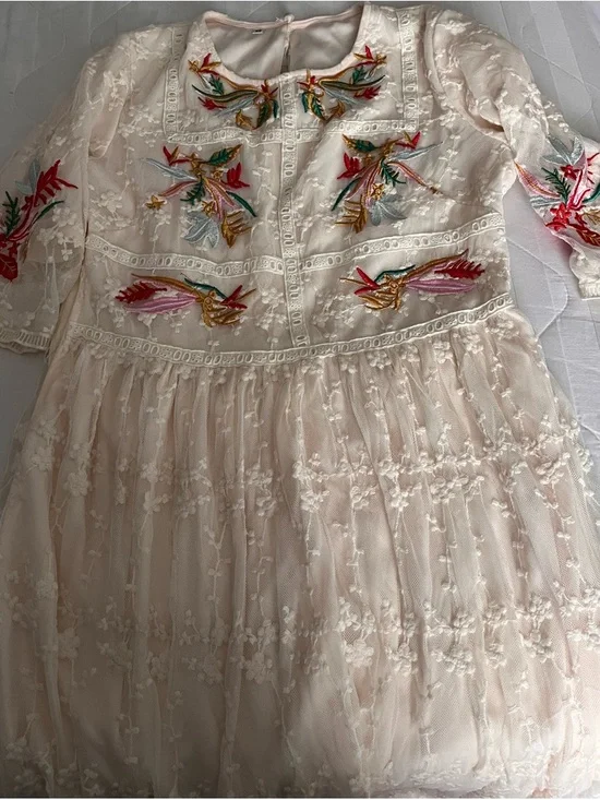 White Embroidered Boho Midi Dress - Picture 2 of 2